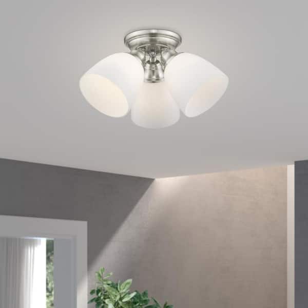 Beaumont 3 Light Brushed Nickel Flush Mount
