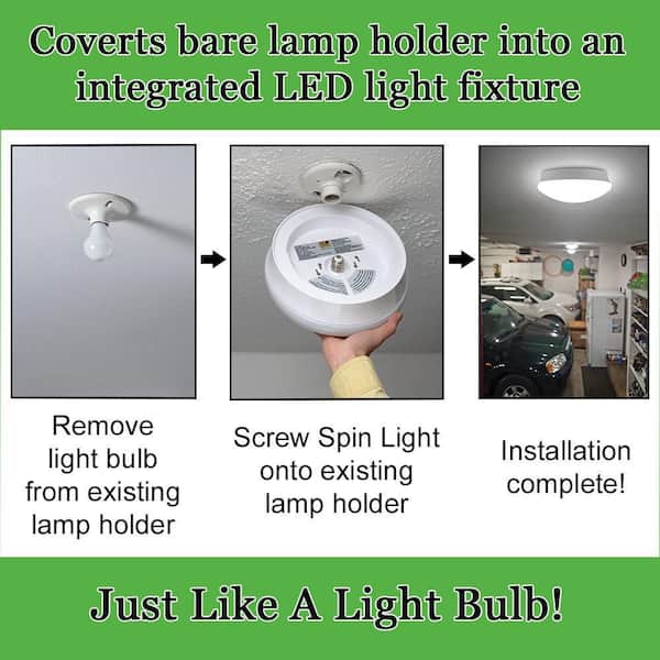 Spin Light 11 in. Closet Light LED Flush Mount Ceiling Light 1600 Lumens 4000K Bright White Kitchen Laundry Room