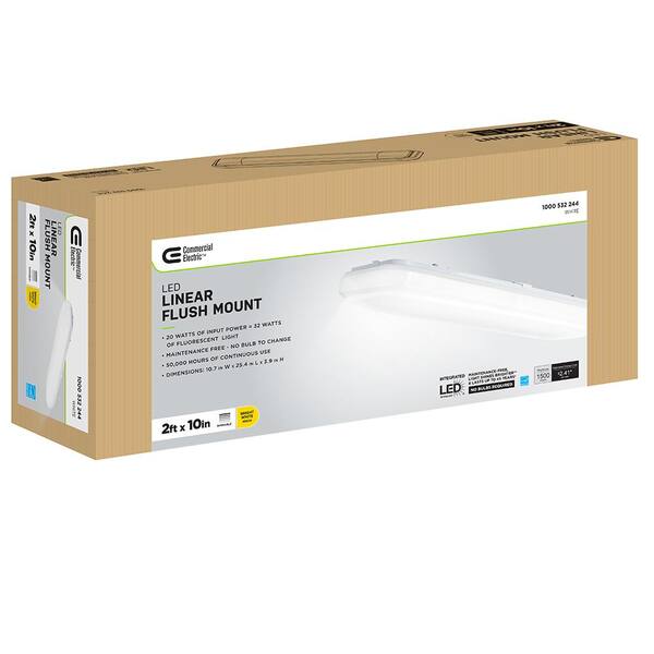 24 in. x 10 in. Rectangular Light Fixture LED Flush Mount 1500 Lumens 4000K Bright White Kitchen Lighting Basement