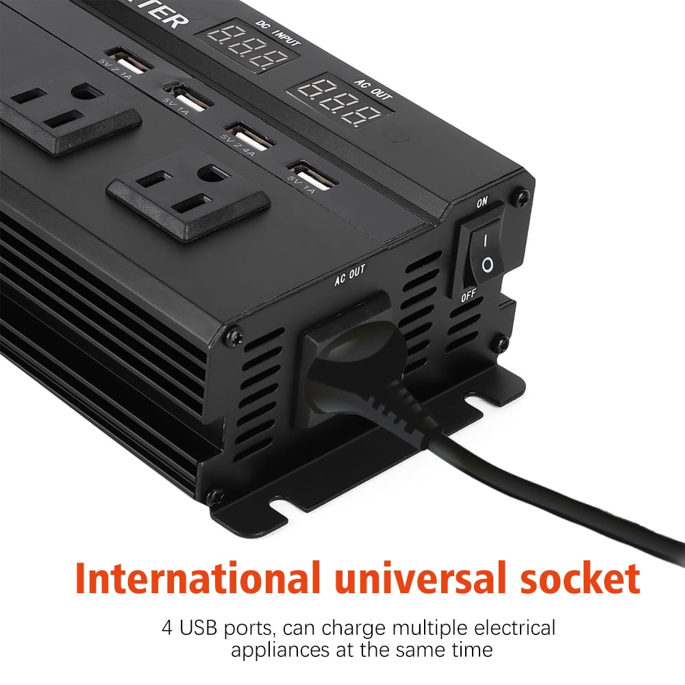 3000W Car Power Inverter Watt DC 12V/24V to AC 110V Vehicle Converter RV Truck