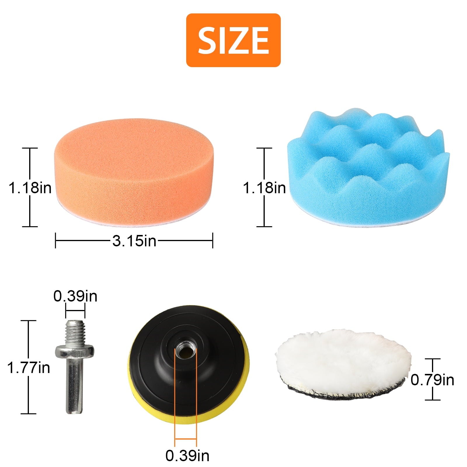 Drill Buffing Sponge Pads, EEEkit 11pcs 3inch Car Foam Woolen Polishing Pads Replacement Kit, Car Compound Polishing Buffer Drill Sponge Kit Set for Car Sanding, Polishing, Waxing