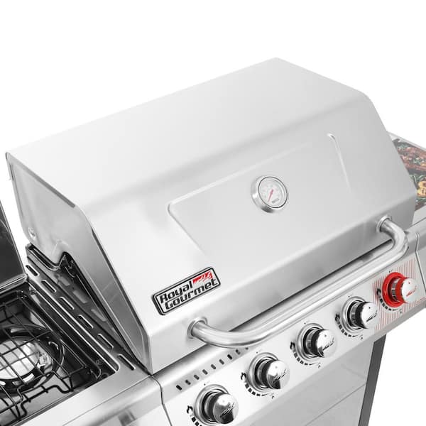 5-Burner Propane Gas Grill in Stainless Steel with Sear Burner and Side Burner