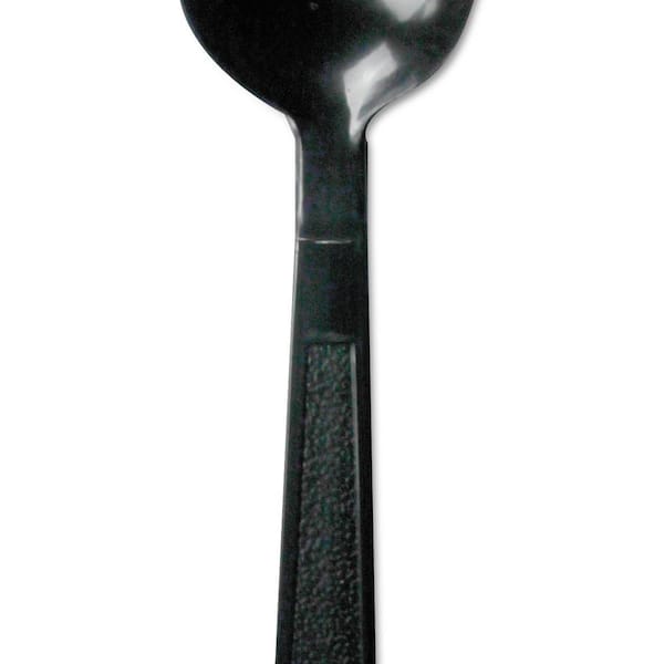 Black Heavyweight Disposable Polypropylene Utensils, Teaspoons, 1000 / Carton