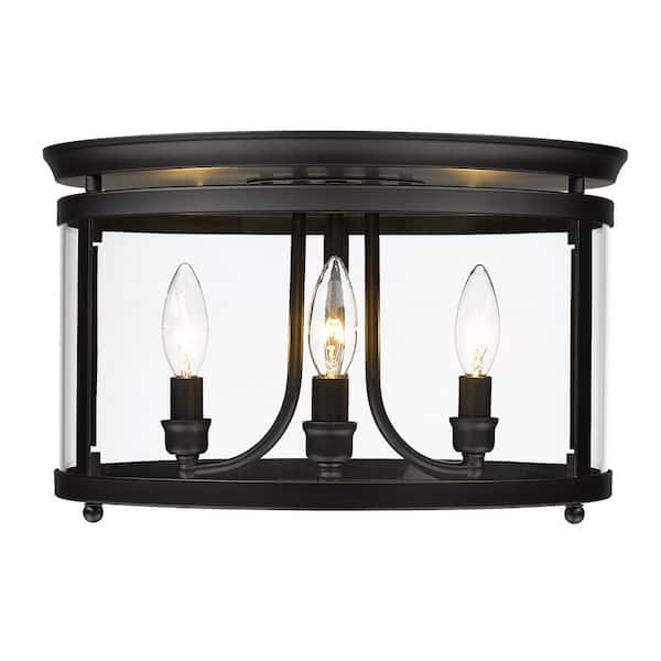 Payton 14.75 in. 3-Light Matte Black Flush Mount