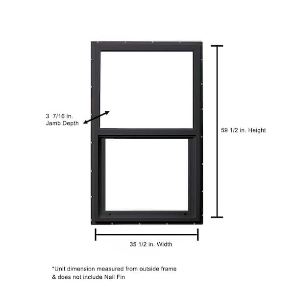 35.5 in. x 59.5 in. Select Series Single Hung Vinyl Black Window with HPSC Glass and Screen Included