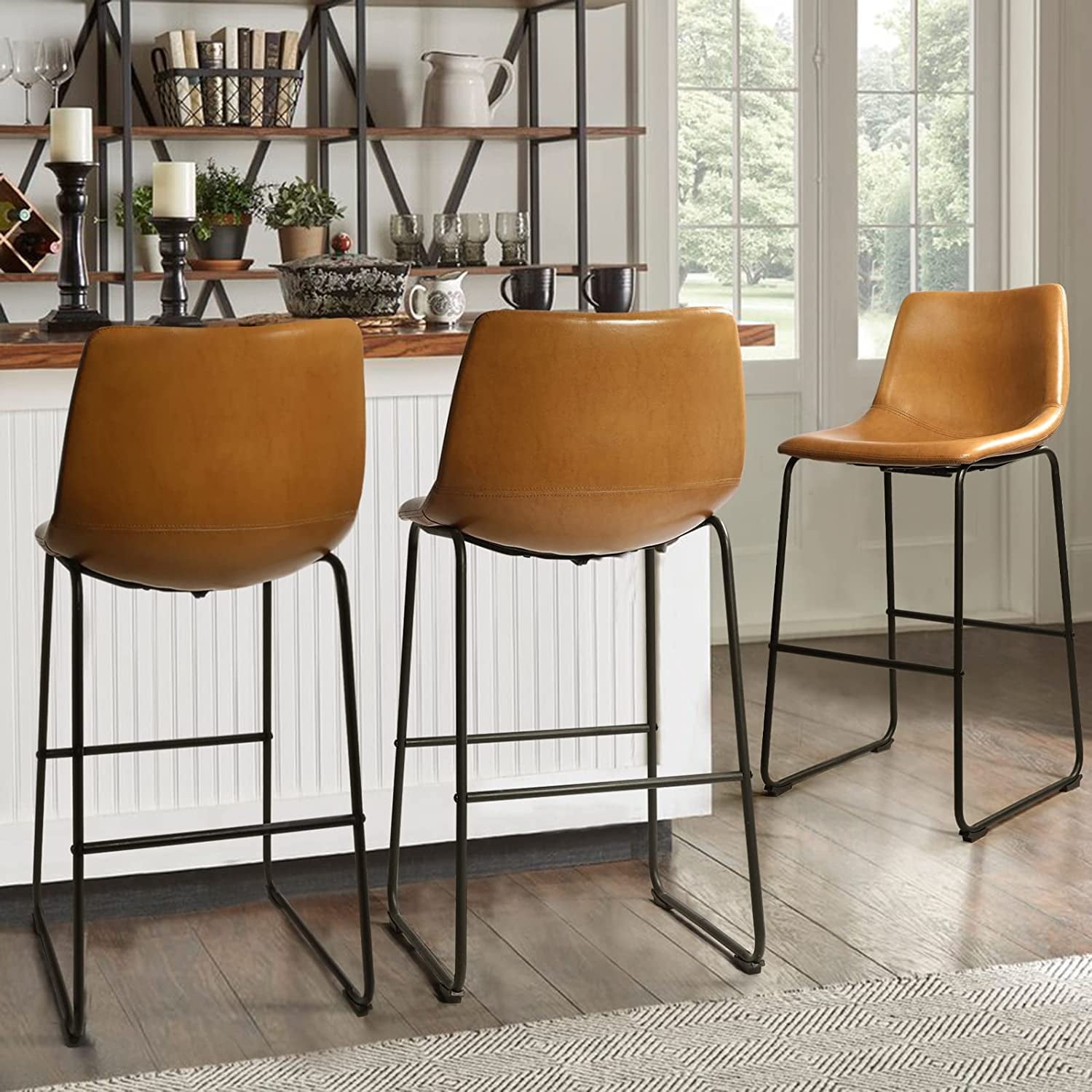 Vitesse 26/30 inch PU Faux Leather Counter Bar Height Stools with Back