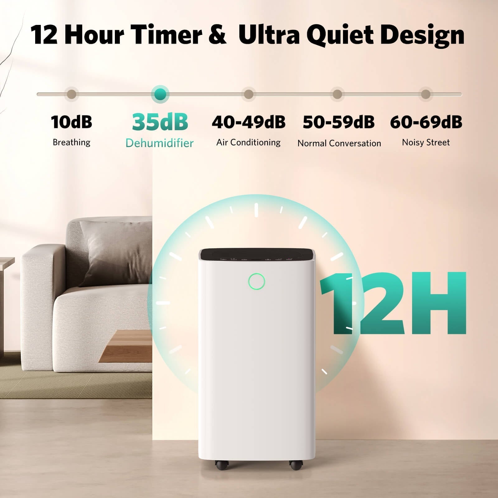 FREE VILLAGE Dehumidifier, 24 Pint Dehumidifiers Intelligent Humidity Control for Home Up to 1500 Sq. Ft, Auto Drainage, Digital Control Panel, 12 HrTimer, Dehumidifier for Basement, Bathroom, Bedroom