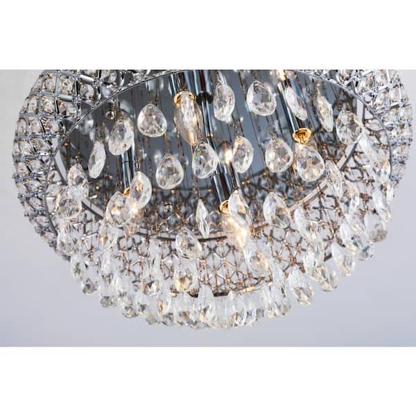 Jackson 5-Light 19.7 in. Chrome Flush Mount With Crystal Shade