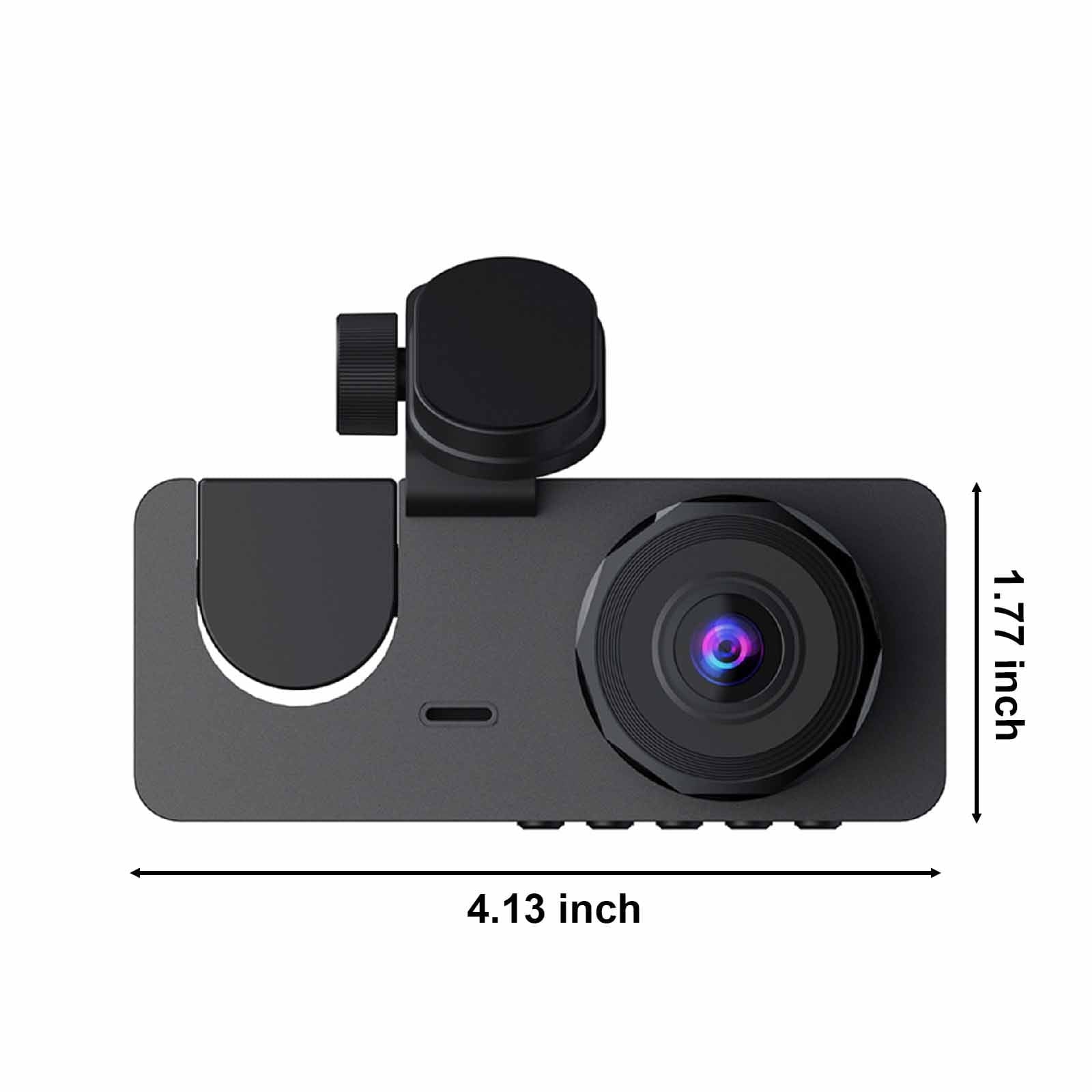 Vehicle Camera Clearance 3 Channel Dash Cam Front And Rear Inside,HD 1080P Dash Camera,170°+140° Wide Angle,IR Night Vision,Loop Recording,G-Sensor