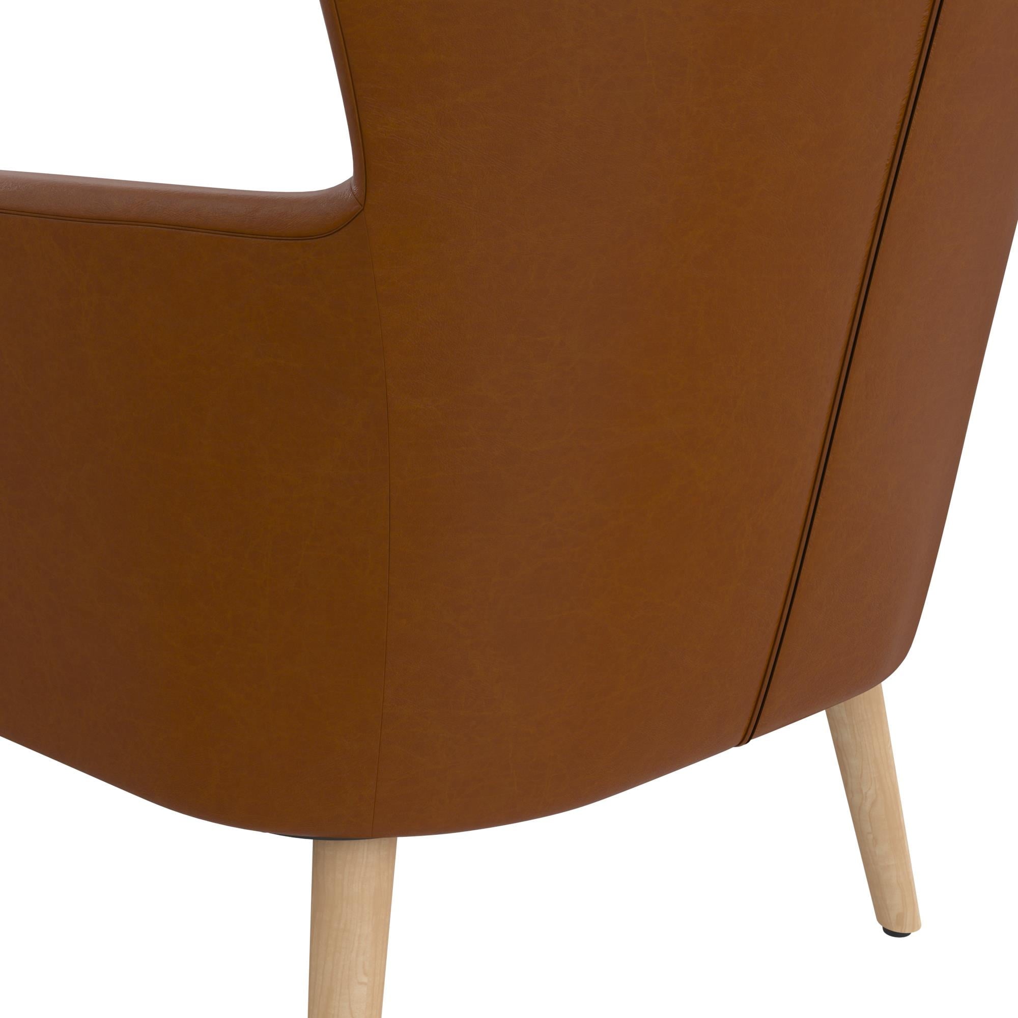 Queer Eye Wynn Wingback Chair, Camel Faux Leather