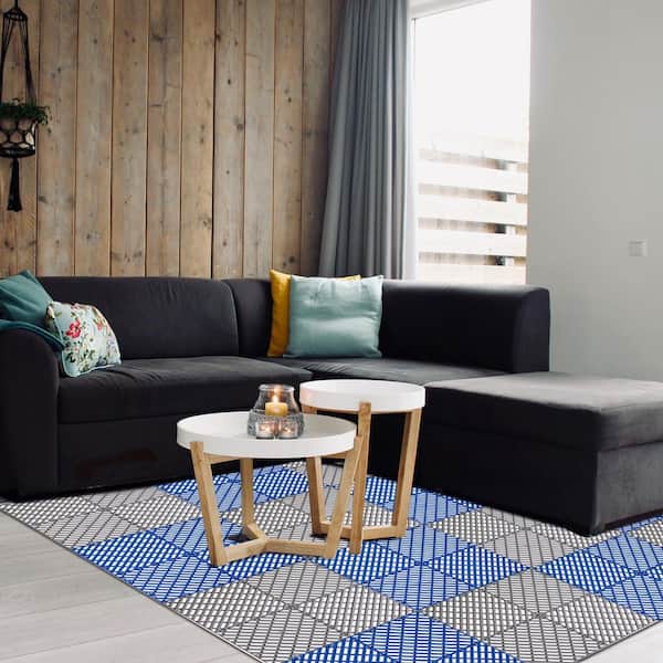 12 in. x 12 in. x 0.5 in. Compound Rubber Tiles Outdoor Interlocking Tiles for Pool Bathroom Wet Area in Blue ( 50-Pack)