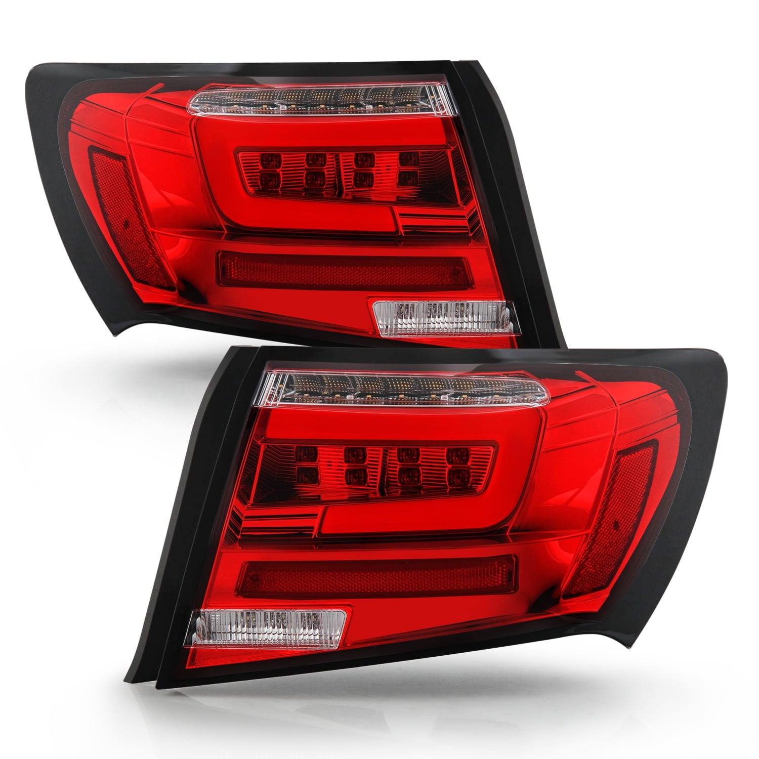 For 08-11 Subaru Impreza WRX Sedan [Full LED] Running Tube Red Tail Lights Pair