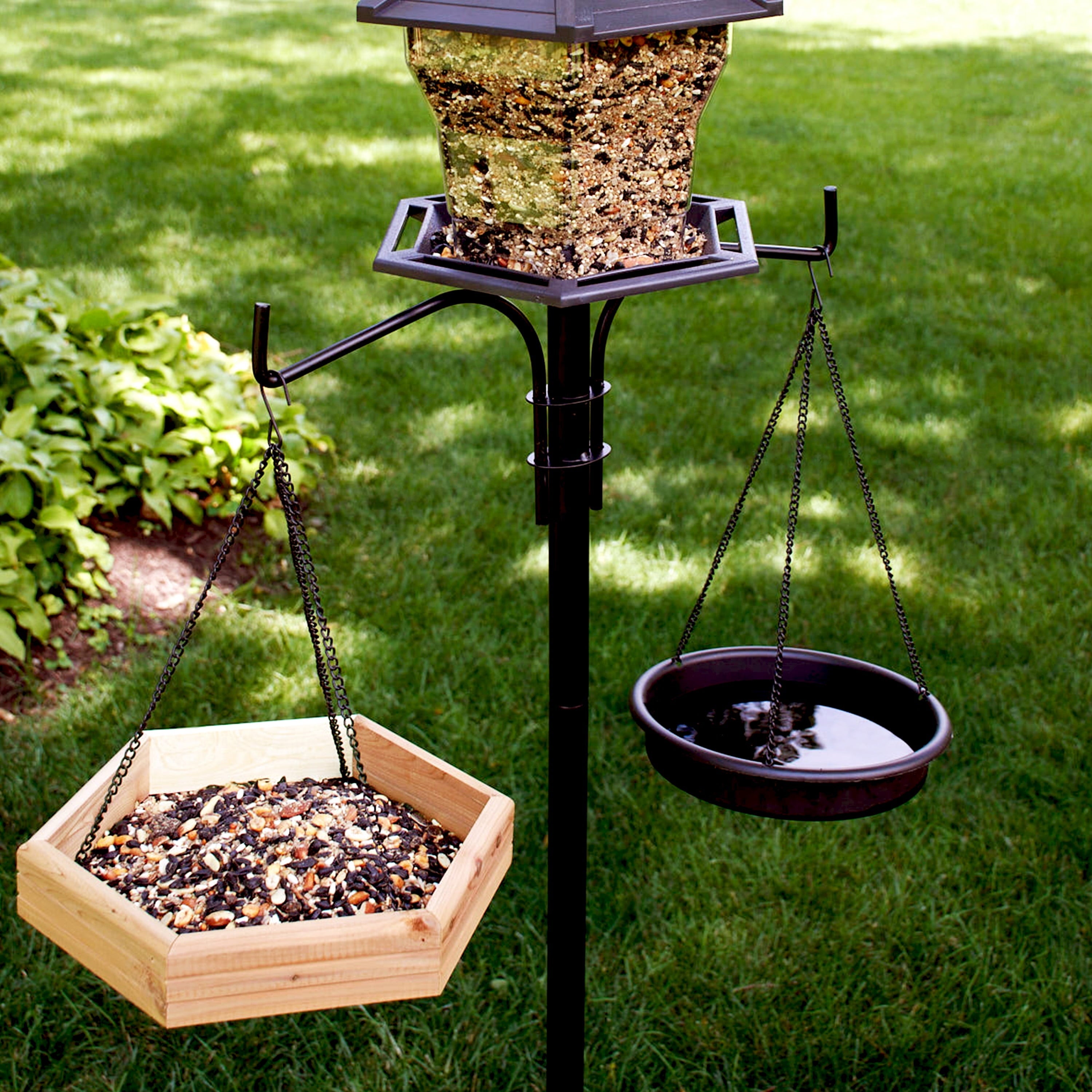 Pennington Red Cedar 2 in 1 Wild Bird Bath and Wild Bird Feeder, 4 lb. Capacity