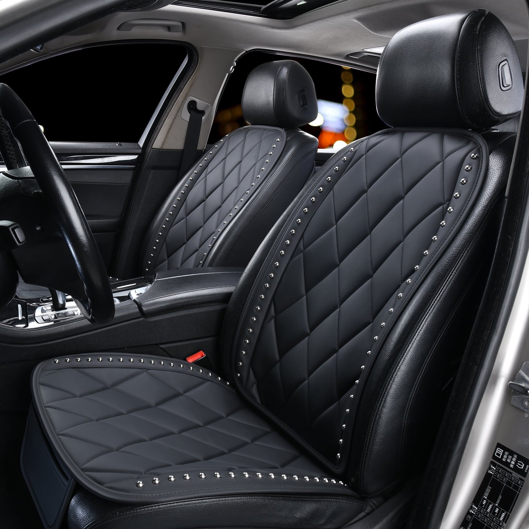 Carshaping Universal Fit Car Seat Covers, Exquisite Custom Leather Material, Unique Studded Style Seat Cushions