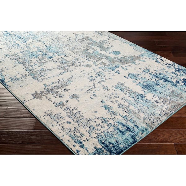 Yamikani Aqua 8 ft. x 10 ft. Abstract Distressed Abstract Area Rug