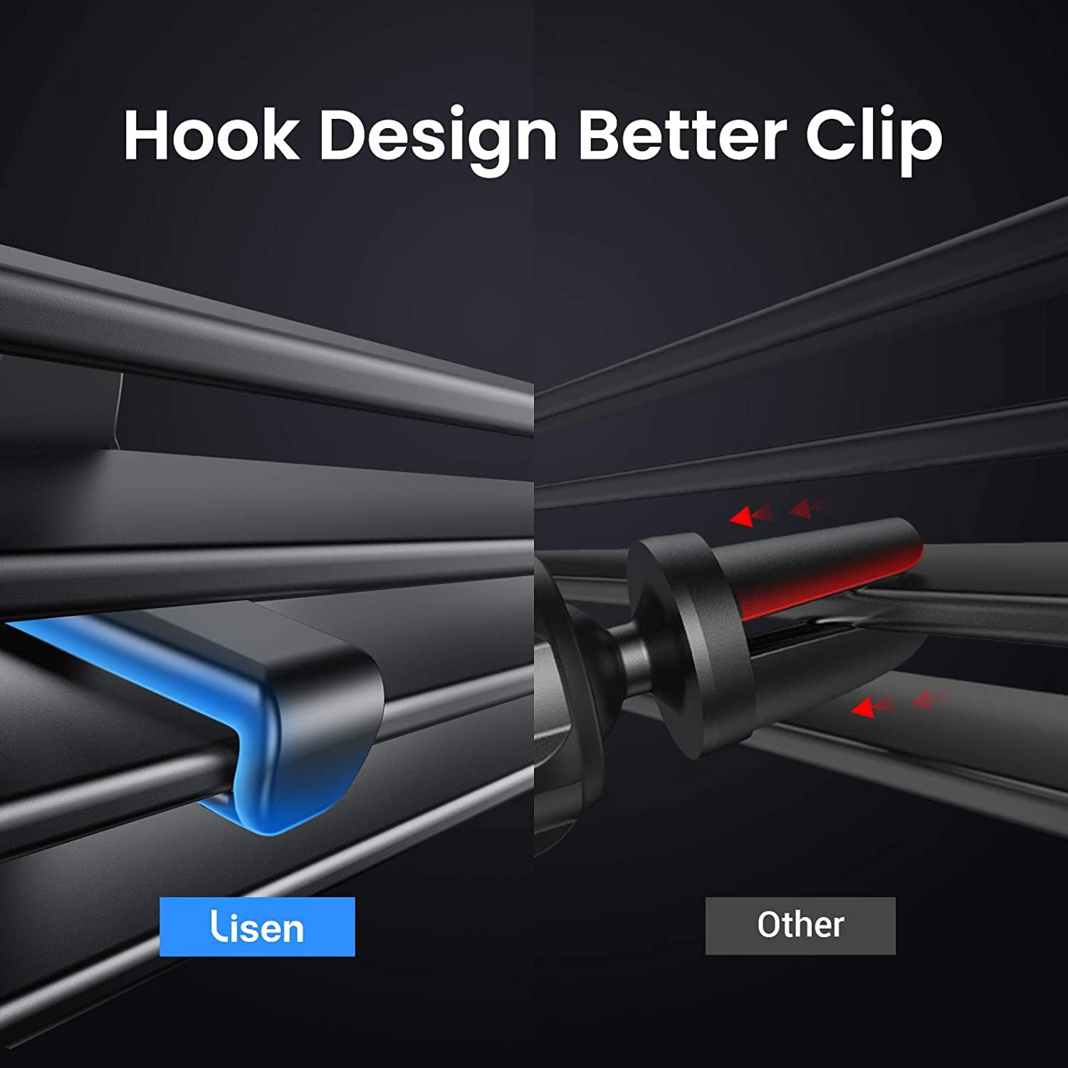 LISEN Car Phone Holder Mount, [Upgraded Clip] Magnetic Phone Car Mount [6 Strong Magnets] Cell Phone Holder for Car [Case Friendly] iPhone Car Holder Compatible with All Smartphones & Tablets