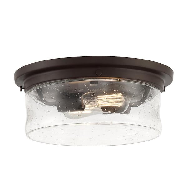 Silveroak 13 in. 2-Light Oil Rubbed Bronze Round Flush Mount Ceiling Light