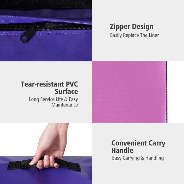 Pink 60 in. x 30 in. x 14 in. Folding Incline Gymnastics Mat Cheese Wedge Shape Tumbling Mat w/Handles (12.5 sq. ft.)