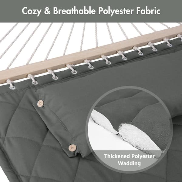 Double Hammock with Stand 12 ft. Heavy-Duty Hammock with Stand for Outdoors Indoors 450 lbs. Weight Capacity, Dark Gray