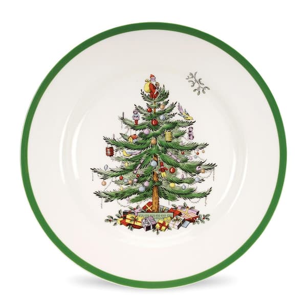 Christmas Tree 4-Piece Ceramic 10.5 in. Dinner Plates (Service for 4)