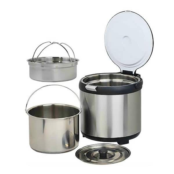 7 qt. Stainless Steel Energy-Saving Thermal Cooker Stock Pot in Black