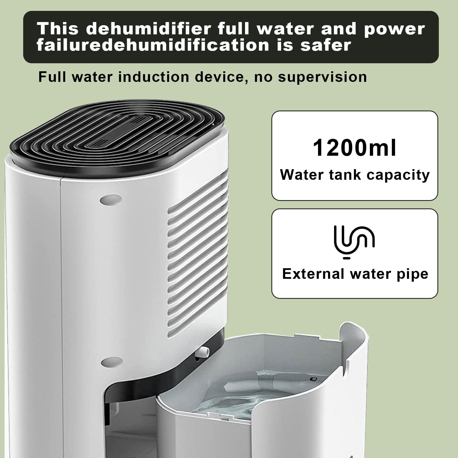 Small Dehumidifiers for Basements Home, 1200ml Ultra Quiet Dehumidifier with Auto-off, 480 Sq ft