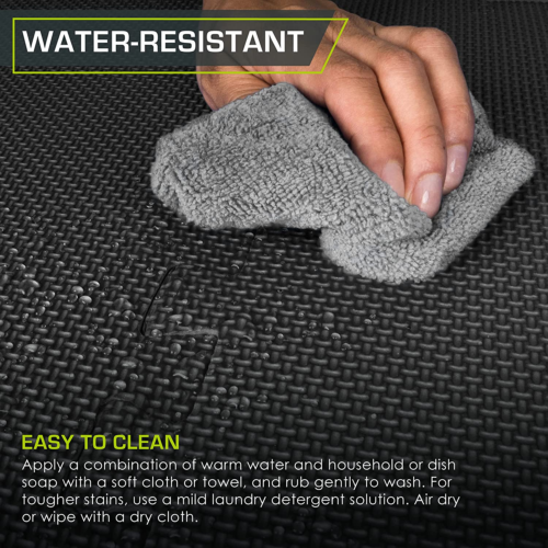 Extra Thick Puzzle Exercise Mat 1” EVA Foam Interlocking Tiles 6 Tiles Black