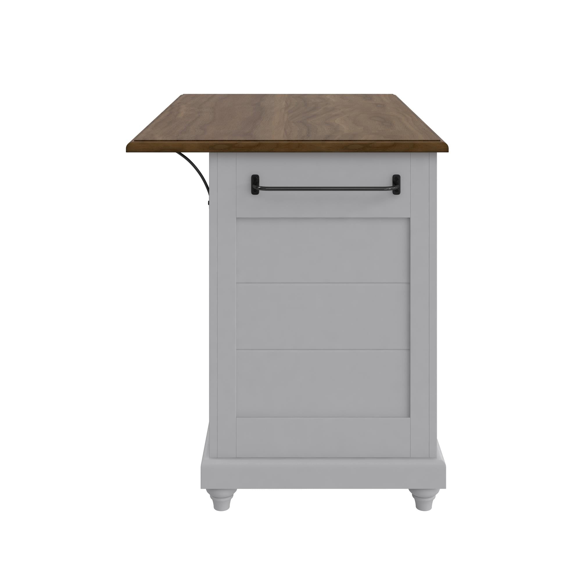 Kelsey Kitchen Island with 2 Stools and Drawers, Gray