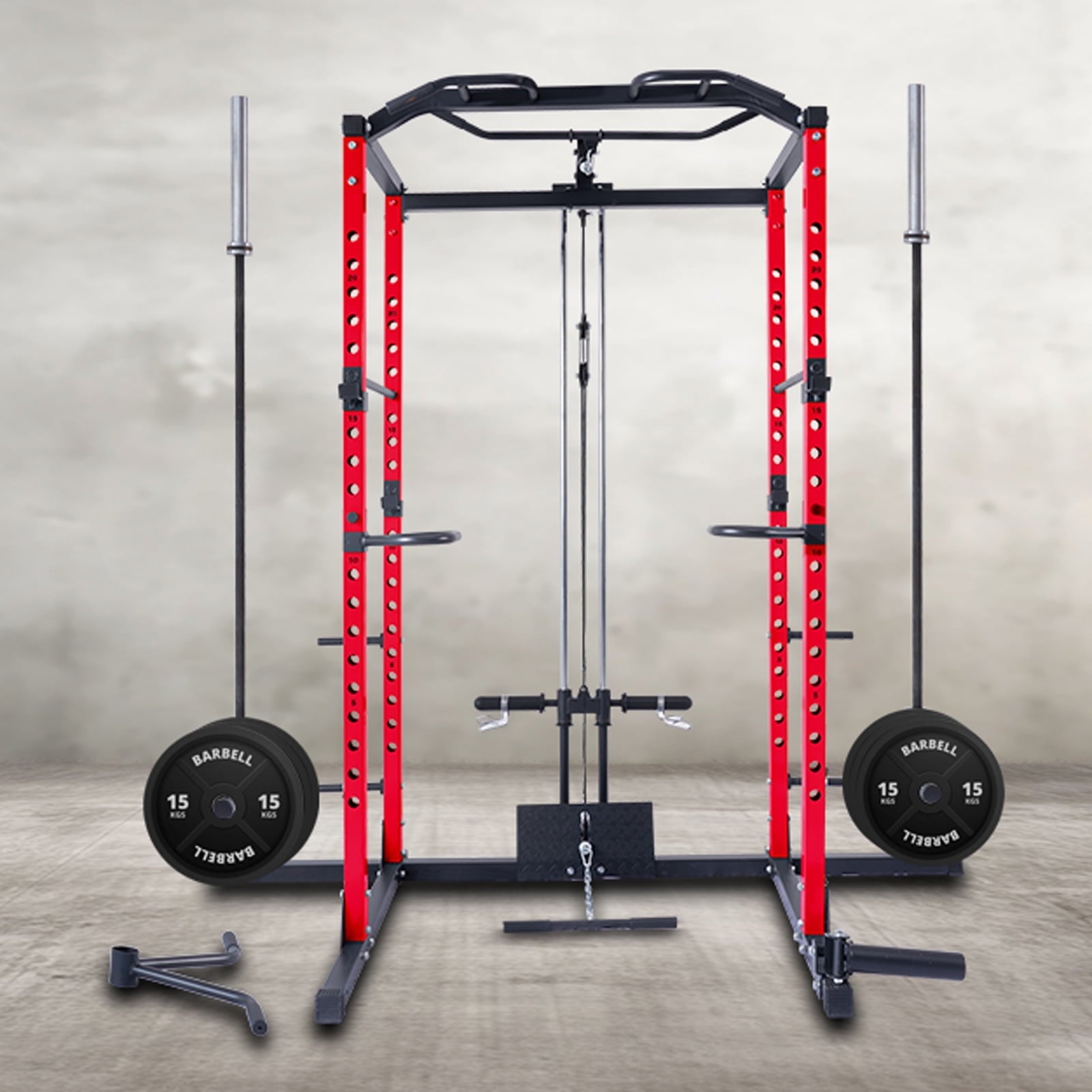 Vanswe Power Cage with LAT Pulldown Attachment,  1000-Pound Power Rack Home Gym
