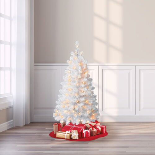 4' Pre-Lit Spruce White Artificial Christmas Tree, Clear Incandescent Lights