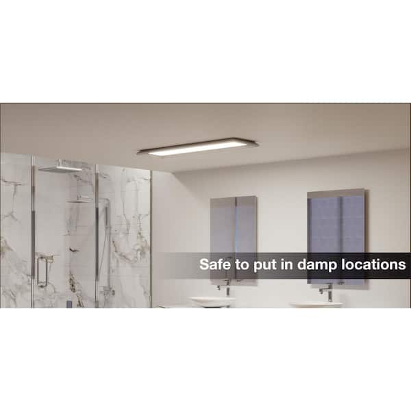 Augusta 50 in. x 15 in. Satin Nickel, White Frame CCT Selectable LED Flush Mount Ceiling Light 4000 Dimmable Lumens