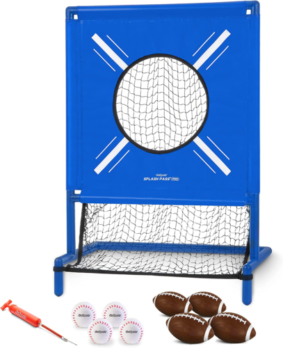 Splash Pass PRO Pool Football Game Includes 4 Footballs, 4 Baseballs, Ball Pump