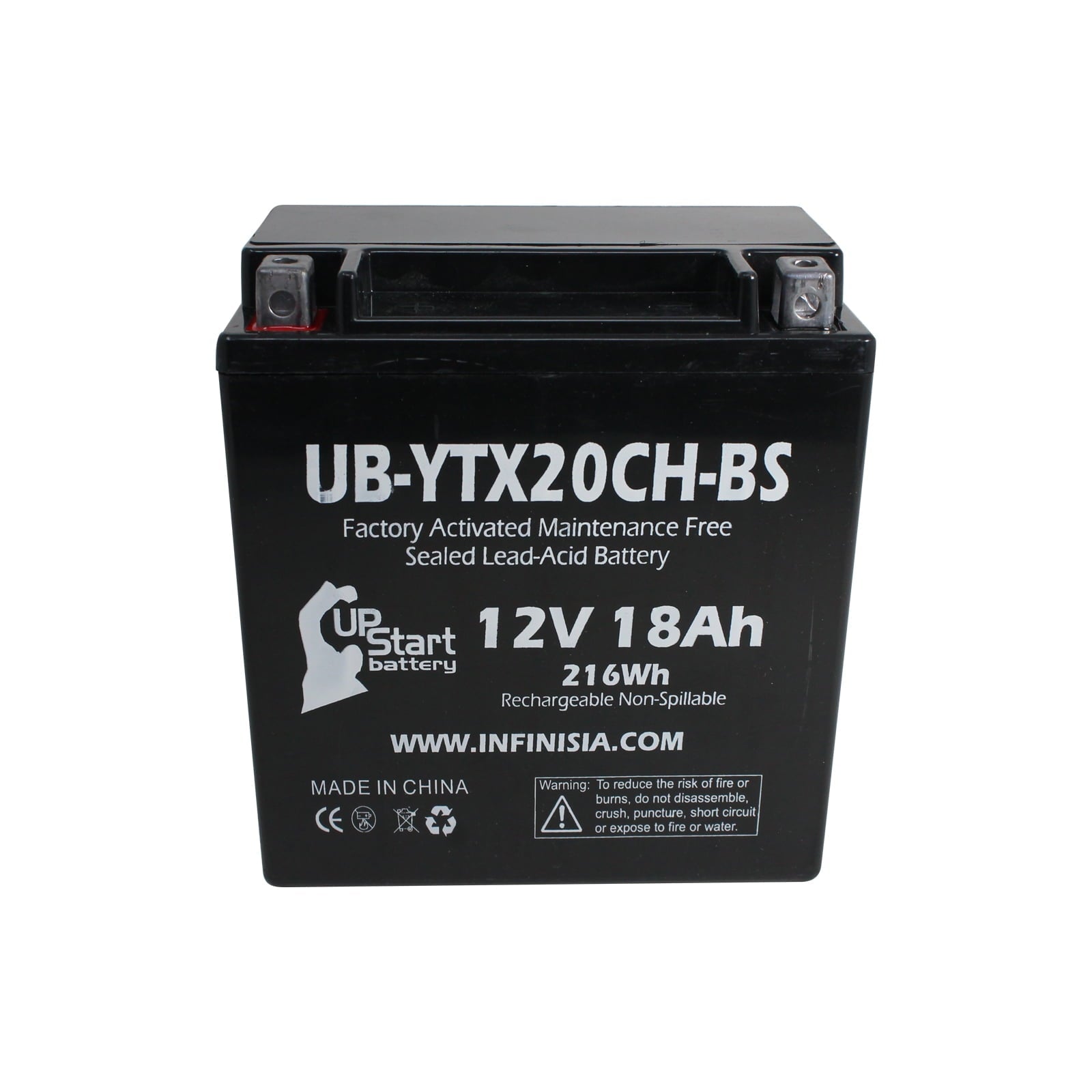 UB-YTX20CH-BS Battery Replacement for 2011 Suzuki LT-A750X King Quad 750 CC ATV - Factory Activated, Maintenance Free, Motorcycle Battery - 12V, 18AH, UpStart Battery Brand