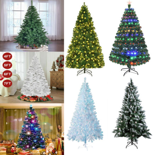 4/5/6/7ft Christmas Tree With Lights Home Xmas Realistic Artificial Decoration