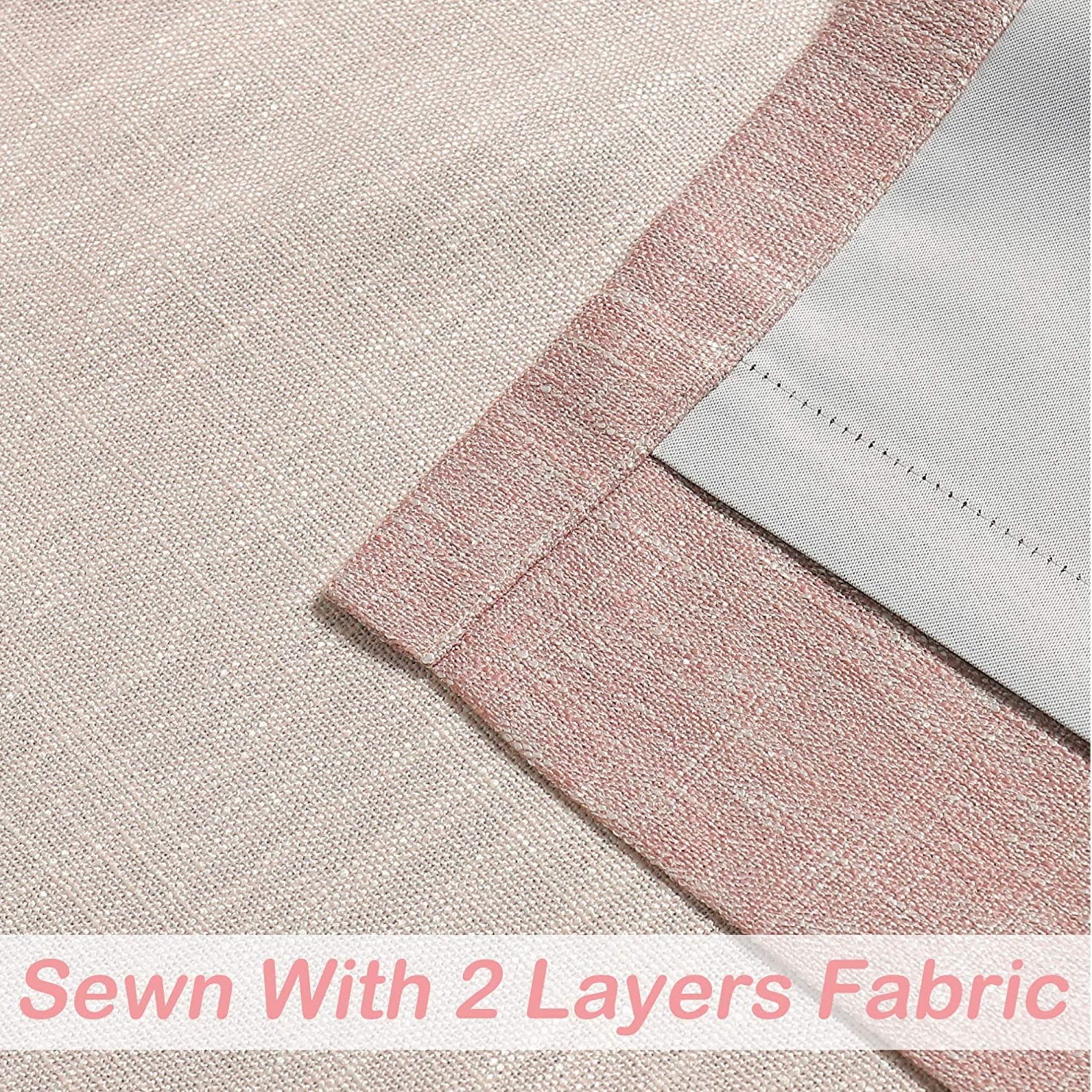 Uptown Home Pink White Ombre Full Blackout Window Curtain Panels Linen Texture Greyish White Liner Gradient Grommet Drapes for Grils Room Room, 50