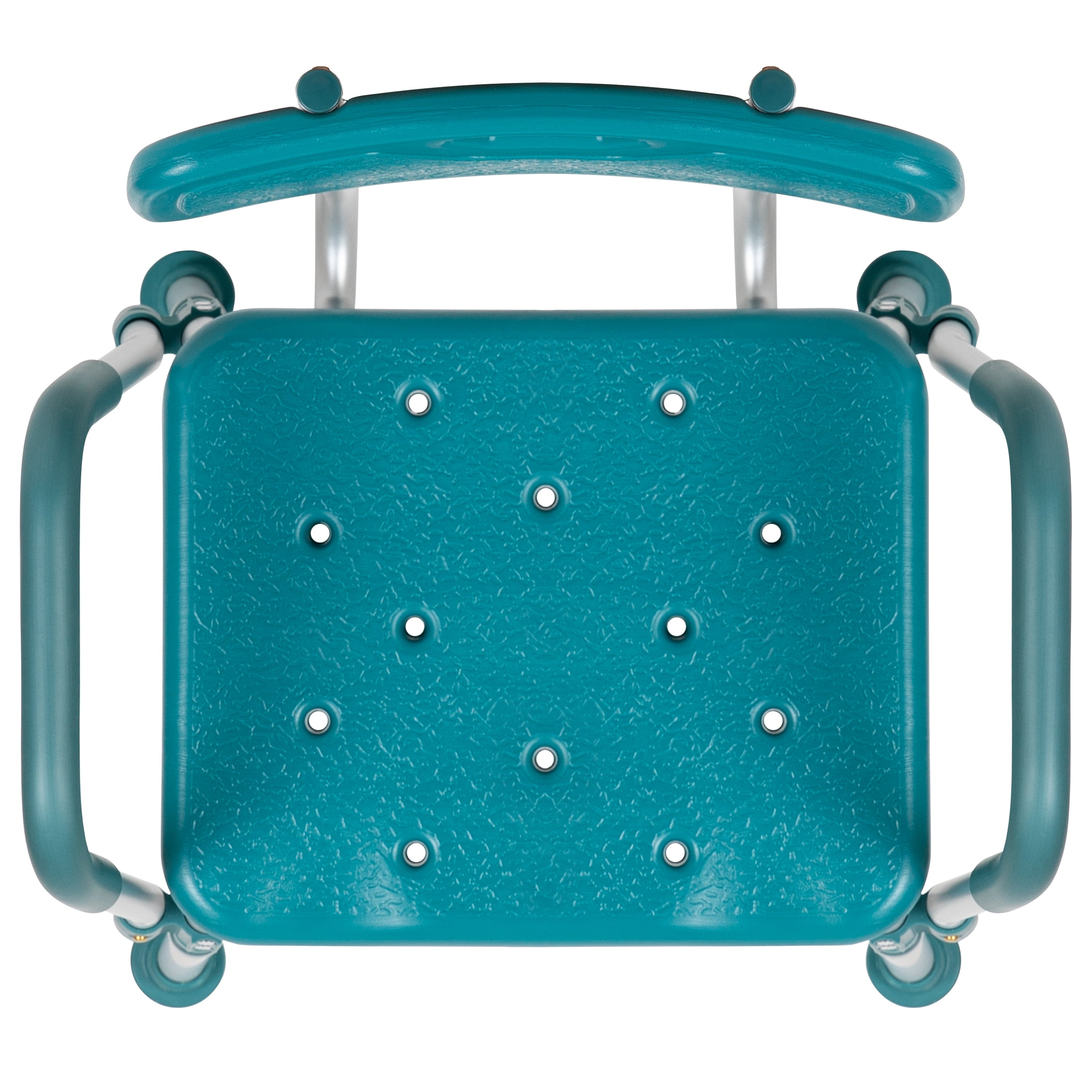 Flash Furniture HERCULES Series 300 Lb. Capacity Adjustable Teal Bath & Shower Chair with Quick Release Back & Arms