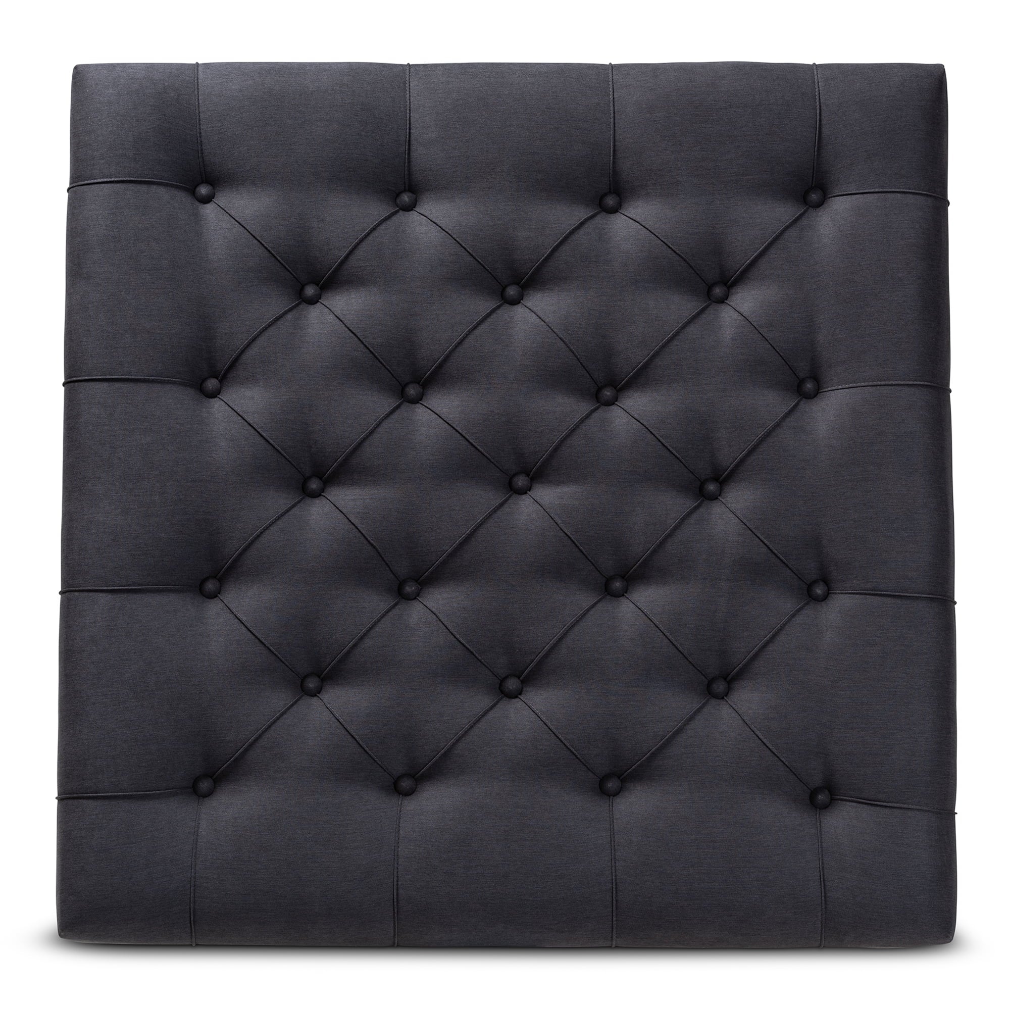 Baxton Studio Kelly Square Upholstered Ottoman, Charcoal