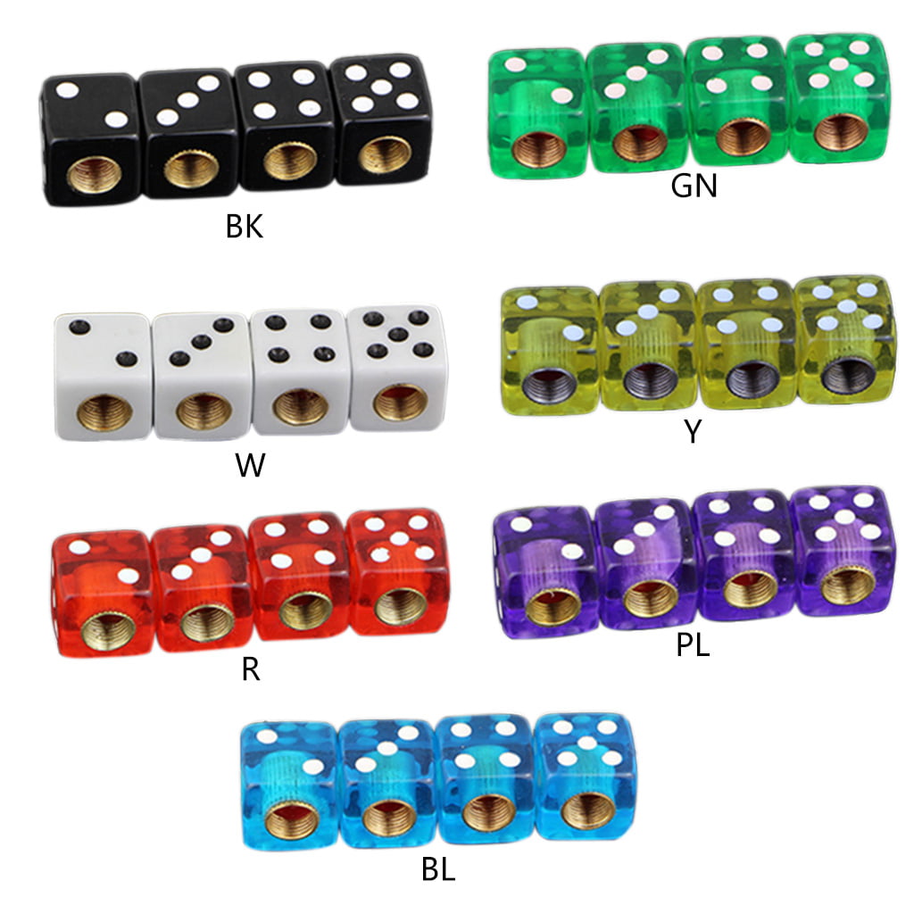 4pcs Dice Shape Car Truck Wheel Tire Air Valve Stem Cover Dust Cap