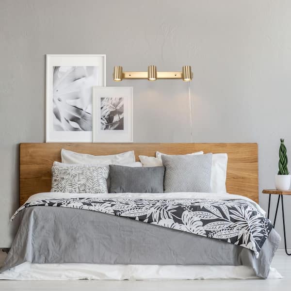 1.85 ft. 3-Light Matte Brass Plug-In Fixed Track Lighting Kit