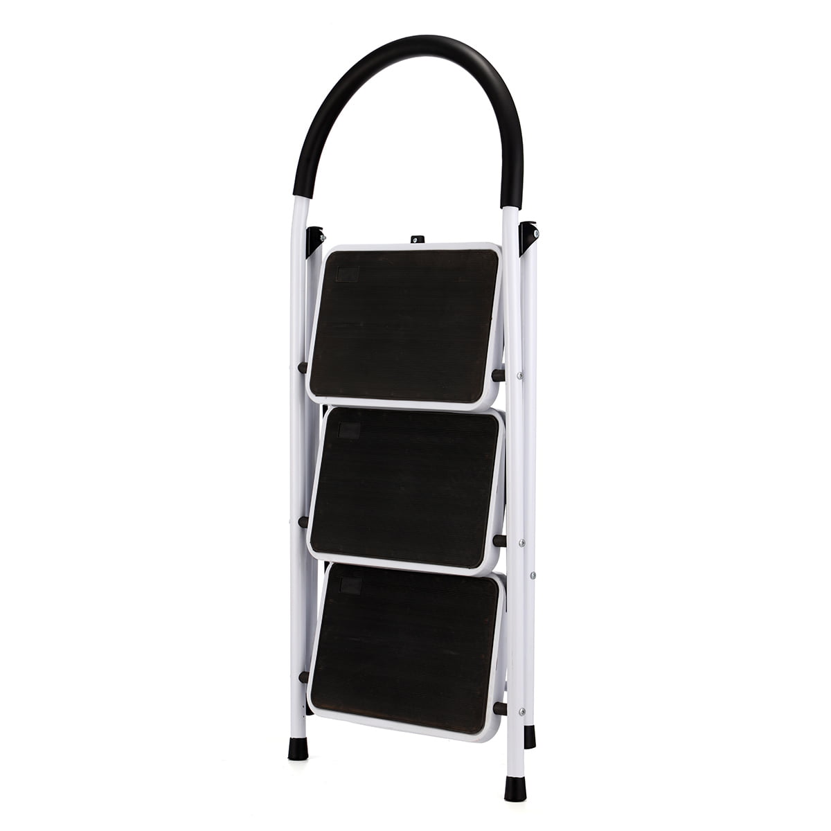 KingSo 3 Step Ladder, Folding Stool with Steel Wide Anti-Slip Pedal and Handgrip