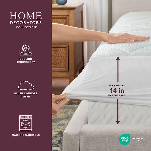Cooling White Quilted Queen Mattress Pad