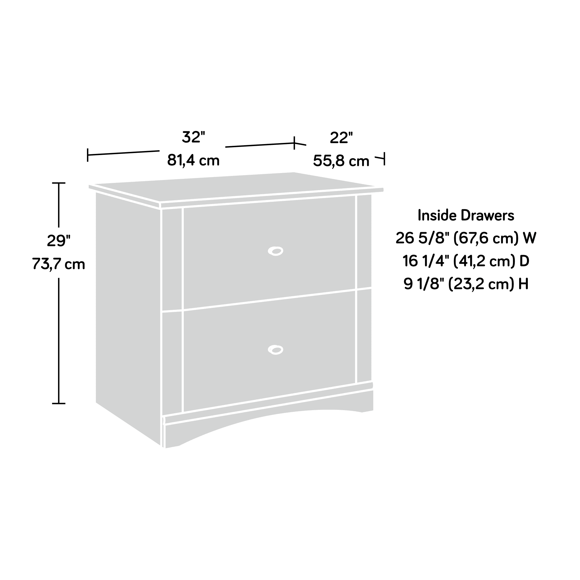 Sauder Lateral File Cabinet with Cherry Accent, Soft White Finish