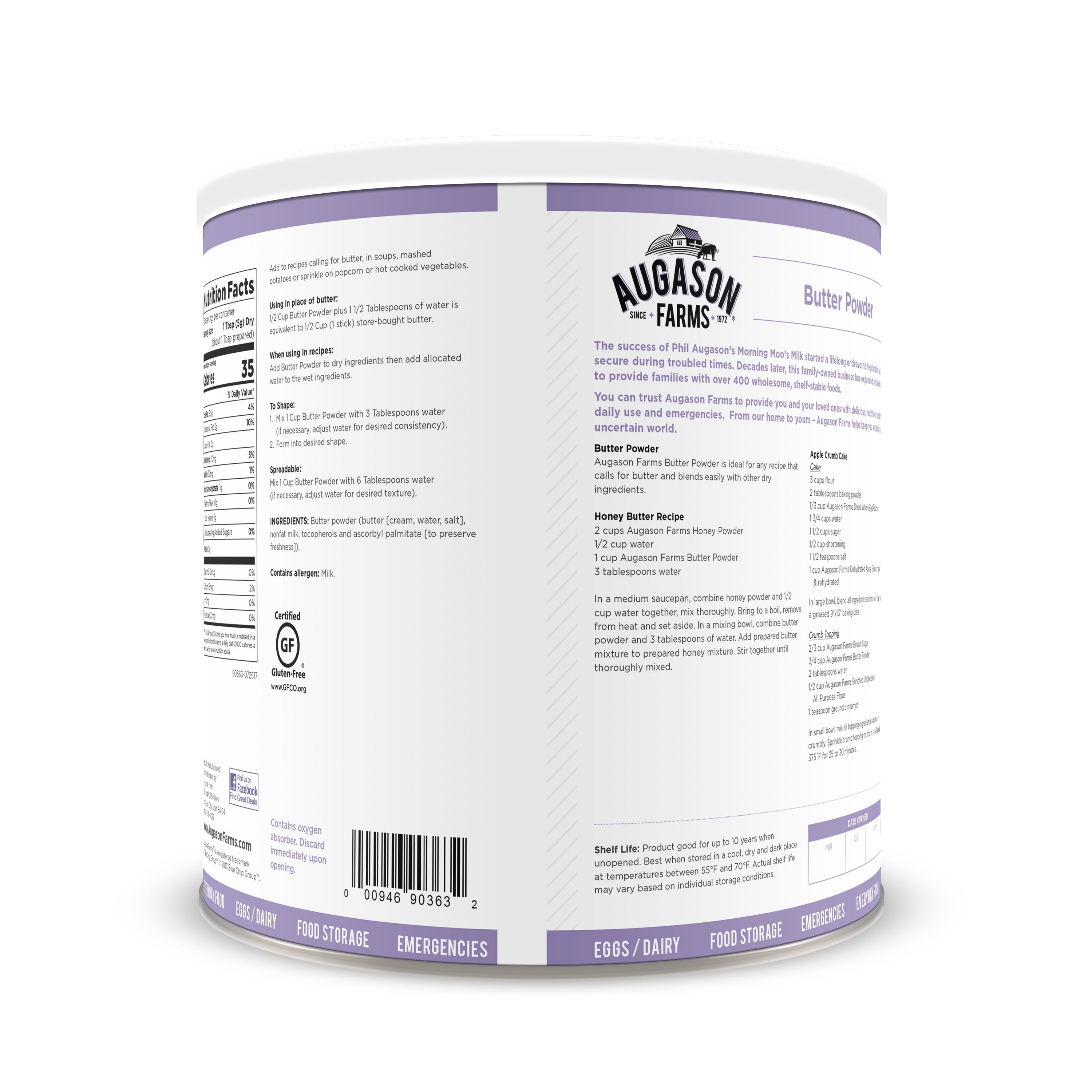 Augason Farms Butter Powder 2 lbs 4 oz No. 10 Can