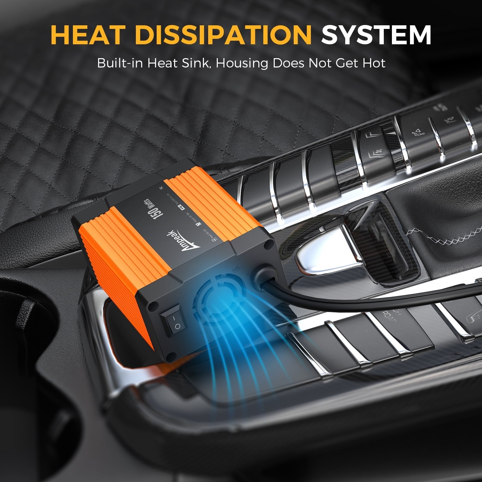 Ampeak 150W Car Power Inverter 11 Safe Protections DC 12V to AC 110V Car Converter 4.8A Dual USB