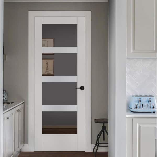 32 in. x 80 in. No Panel MODA Primed PMC1044 Solid Core Wood Interior Door Slab w/Clear Glass