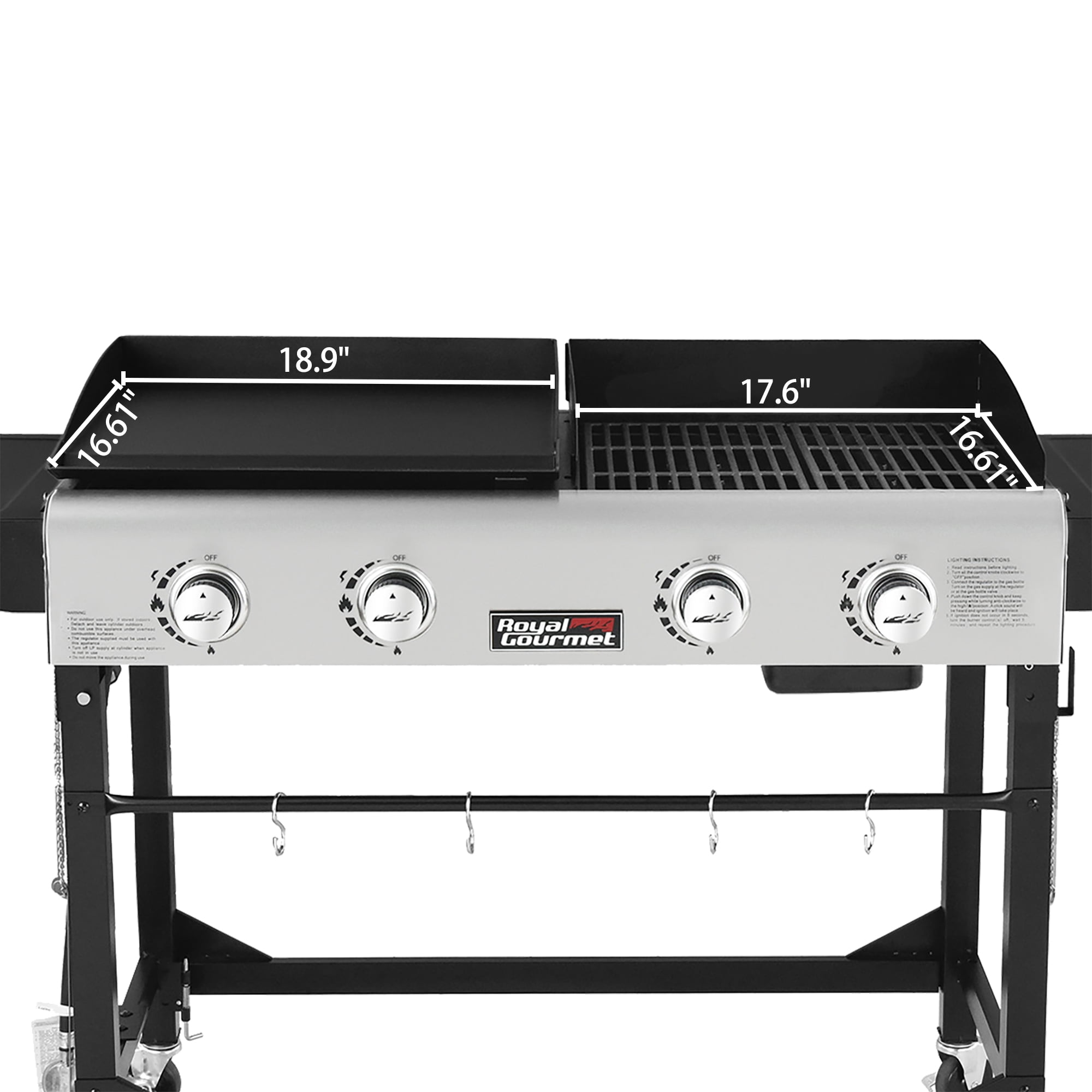 Gourmet GD401C Premium 4-Burner 48000-BTU Folding Gas Grill and Griddle, With Cover