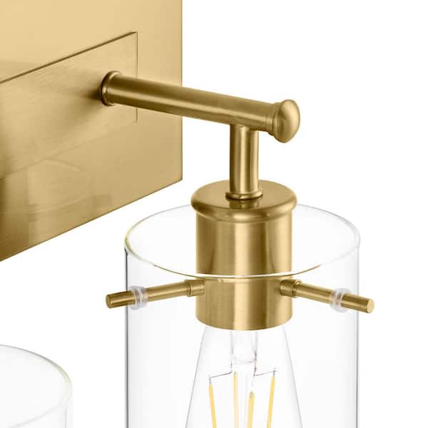 Regan 21 in. 3-Light Brushed Gold Vanity Light with Clear Glass Shades