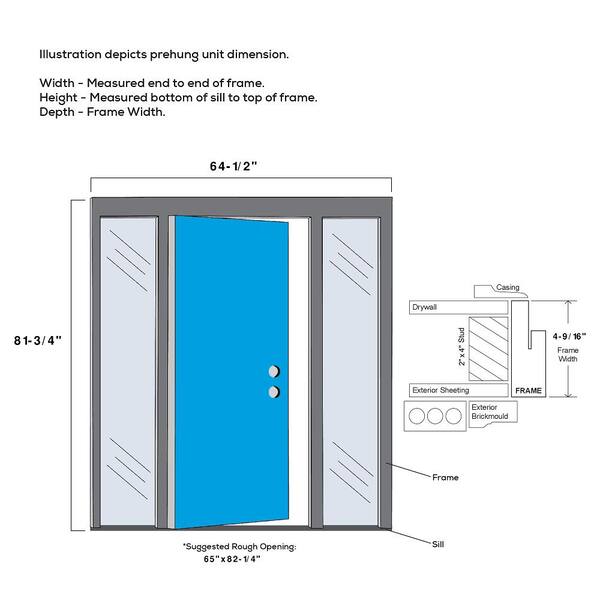 Davina 60 in. x 80 in. Left-Hand Inswing 5-Lite Frosted Glass Primed Fiberglass Prehung Front Door on 4-9/16 in. Frame