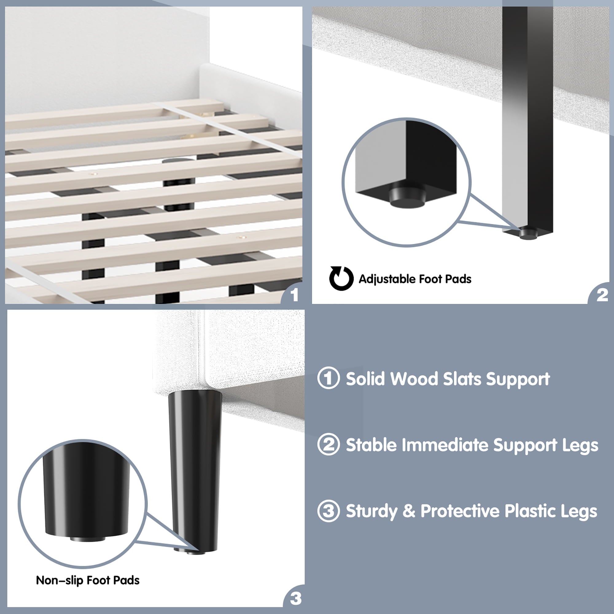 Costway Twin Upholstered Bed Frame Button Tufted Headboard Mattress Foundation Beige