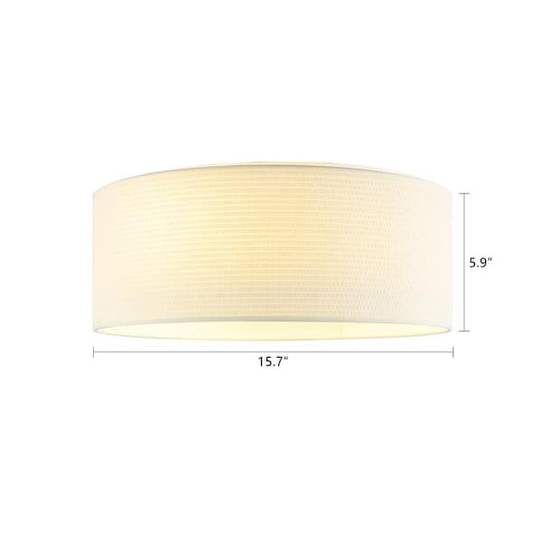 3-Light 15.7 in. Shaded Drum Flush Mount, white